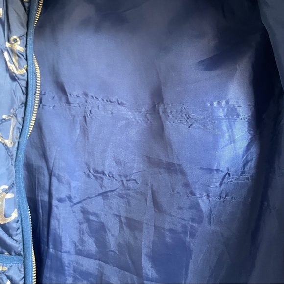 Simply Southern Navy Quilted Puffer Jacket Vest with Metallic Anchors - Picture 12 of 13